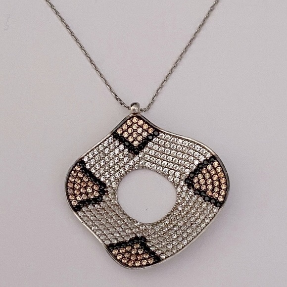 Jewelry - 925 Silver leopard necklace champagne black clear